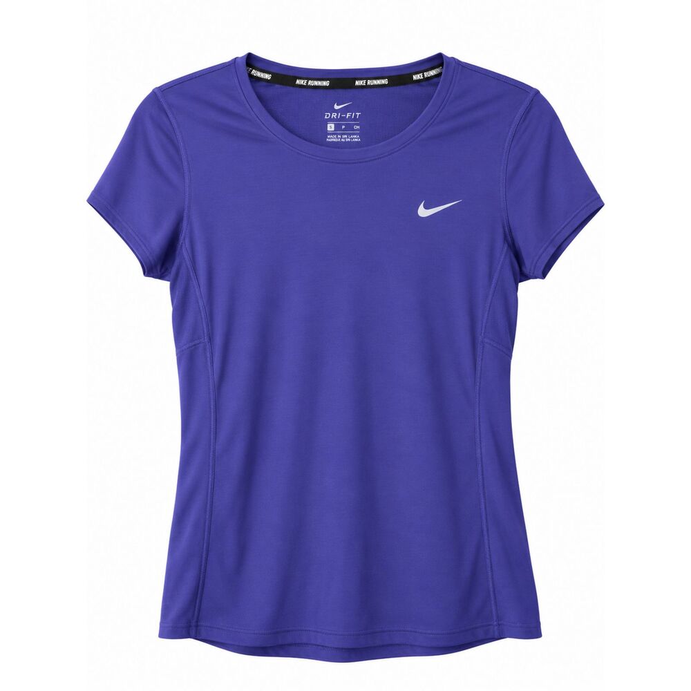 Nike Dri-FIT Womens Small Purple Running Shirt Reflective Athletic Workout Tee